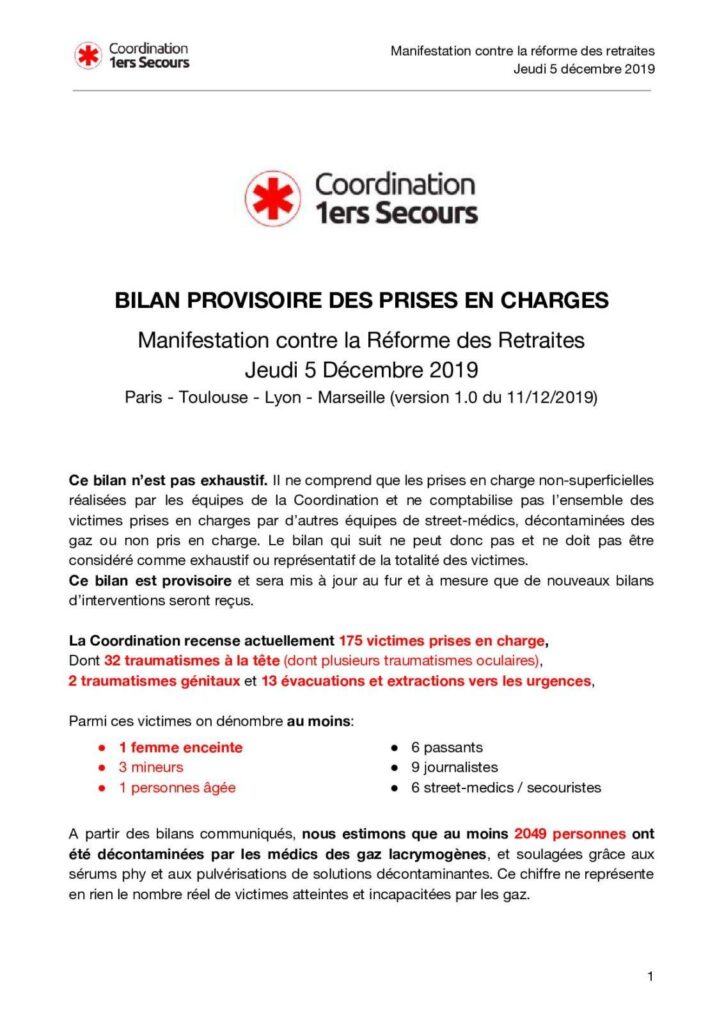 Coordination 1ers Secours Bilan 2019 12 05 1